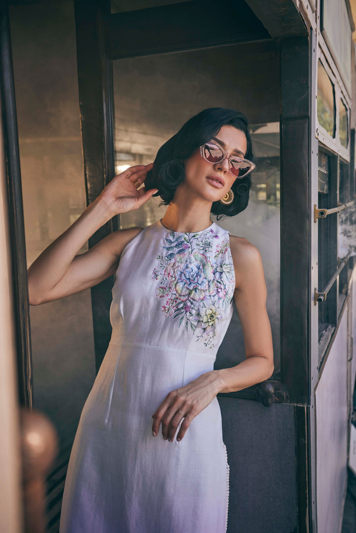 FLORAL PRINTED OMBRE -WISTERA PURPLE & MINT GREEN LONG  TUNIC SET