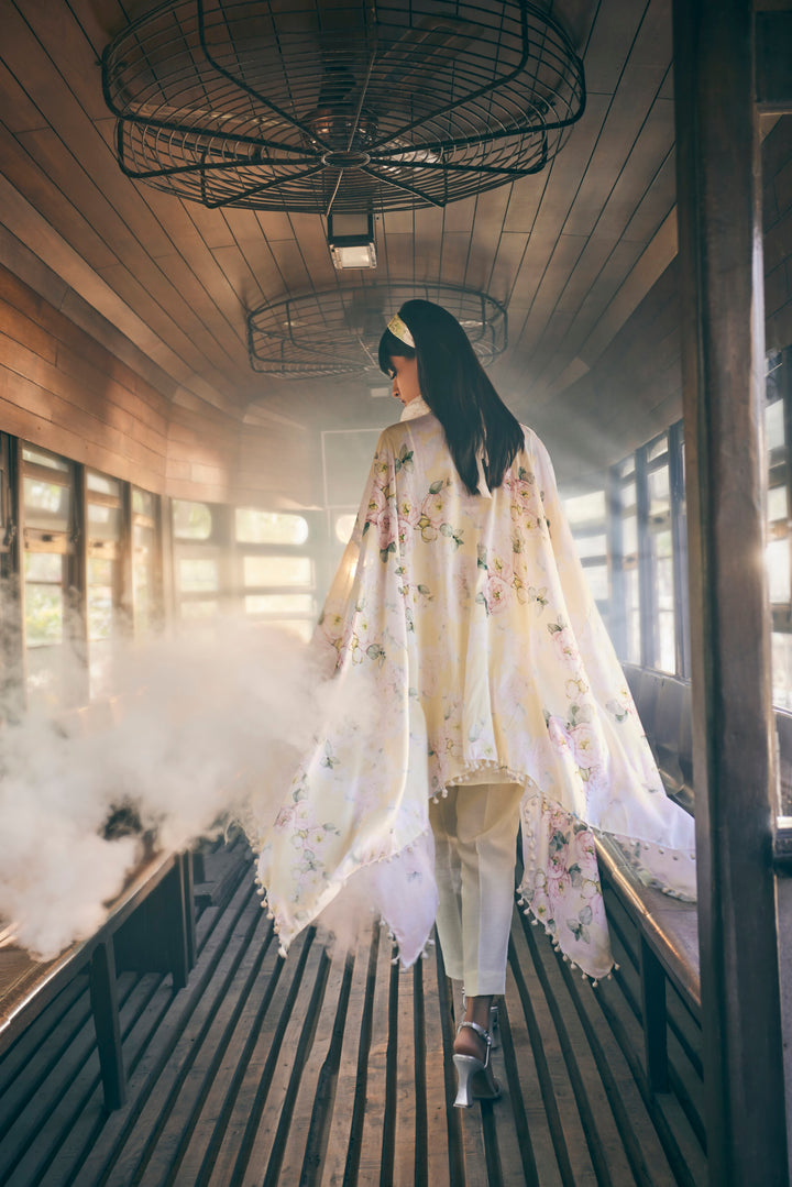 FLORAL PRINTED  LIME YELLOW KAFTAN COORD SET