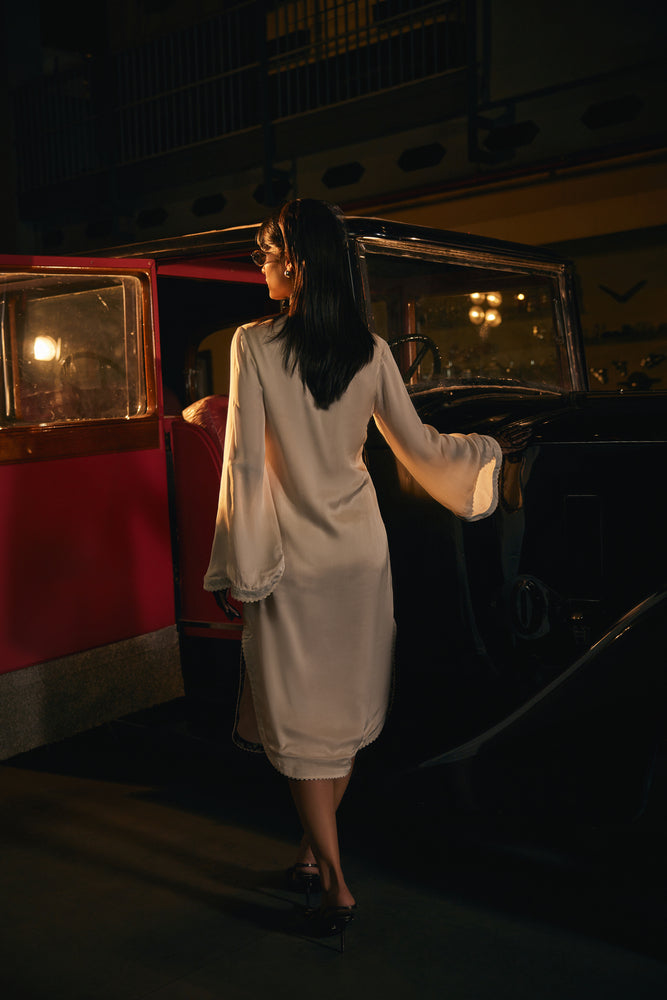 White calf length DRESS