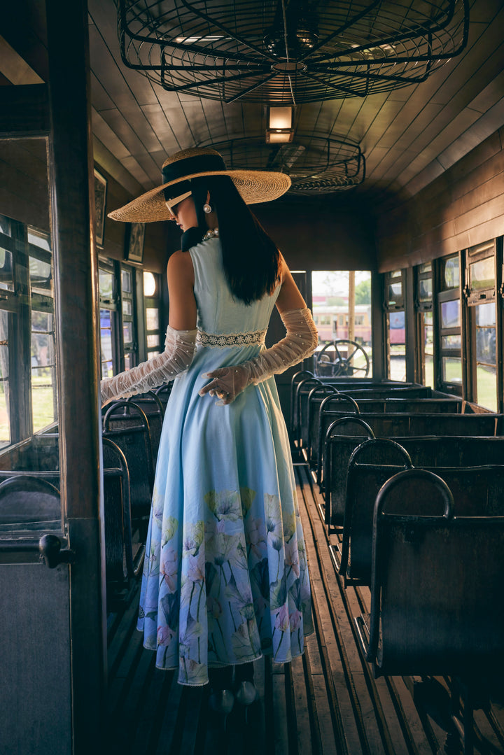 FLORAL PRINTED MAYA BLUE MIDI