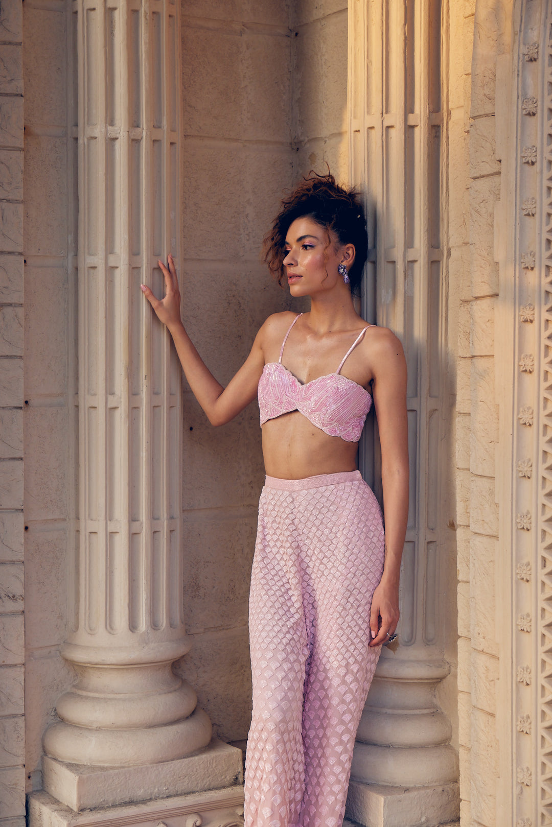 Pink Noodle Stappy Bustier Top with Phony Trousers.