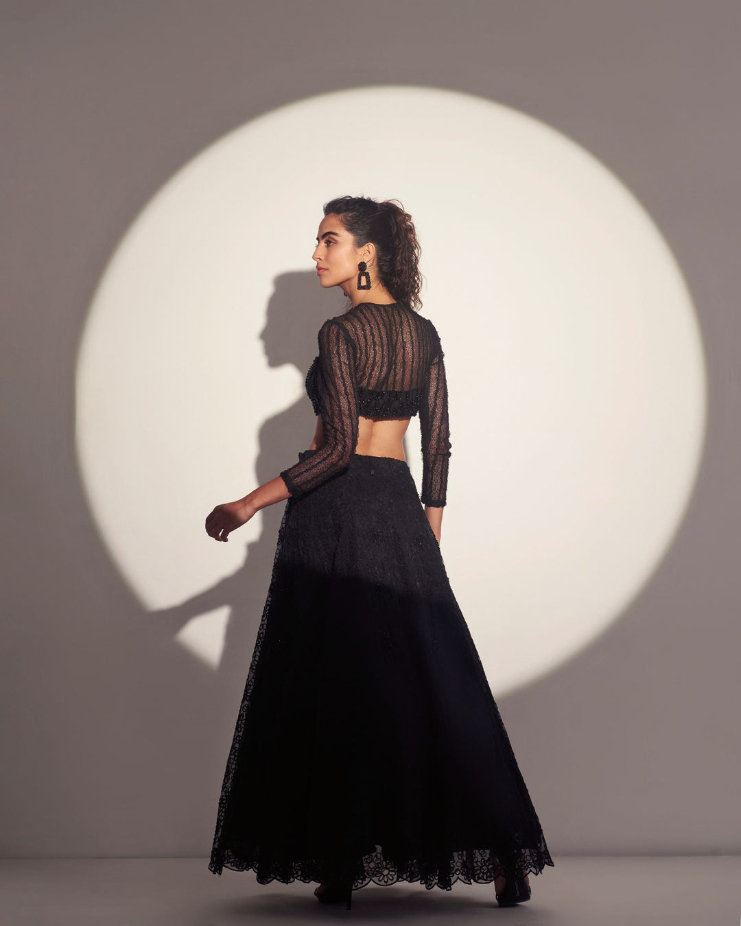 RIYA JAIN- Black embellished  crop top with skirt