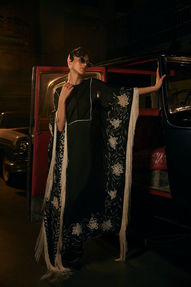 Black kaftan with fringes